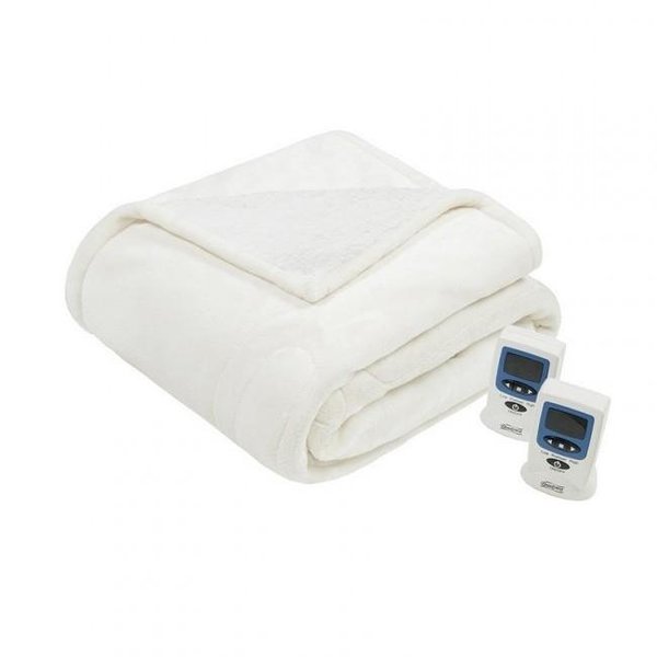 Beautyrest Beautyrest BR54-0653 Heated Microlight to Berber Blanket; Ivory - King BR54-0653